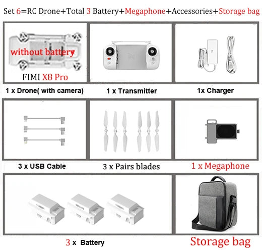 FIMI X8 Pro 4K HD Camera Drone with 3-Axis Gimbal and Smart Obstacle Avoidance for Aerial Photography