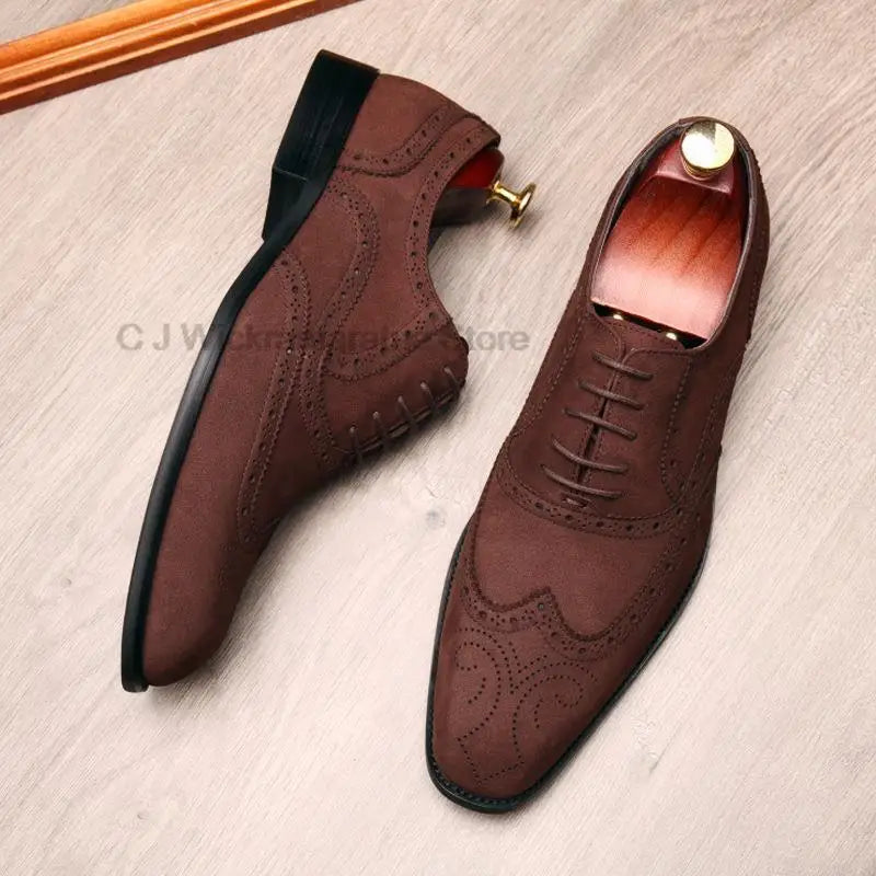 Stylish Handmade Genuine Leather Oxford Dress Shoes for Men in Black or Brown Suede - Perfect for Business, Parties, and Weddings