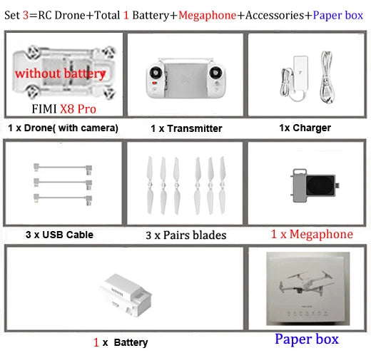 FIMI X8 Pro 4K HD Camera Drone with 3-Axis Gimbal and Smart Obstacle Avoidance for Aerial Photography