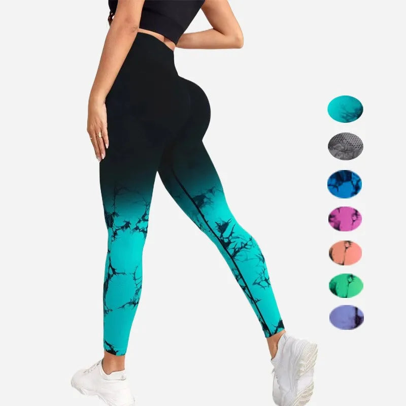 2023 Gradient Seamless High Waist Tie Dye Yoga Leggings for Women - Hip Lift Fitness Tights