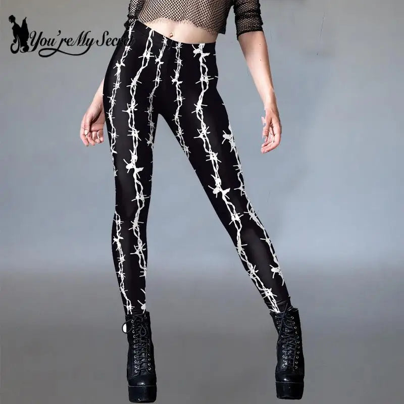 Gothic Enchantment 3D Scar Women’s High Waist Leggings with Divination Print - Sexy Stretch Ankle Pants for Yoga and Casual Wear