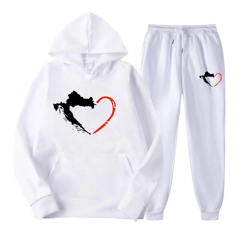 Chic Women's Hooded Sweatshirt and Sweatpants Set for Autumn-Winter Comfort