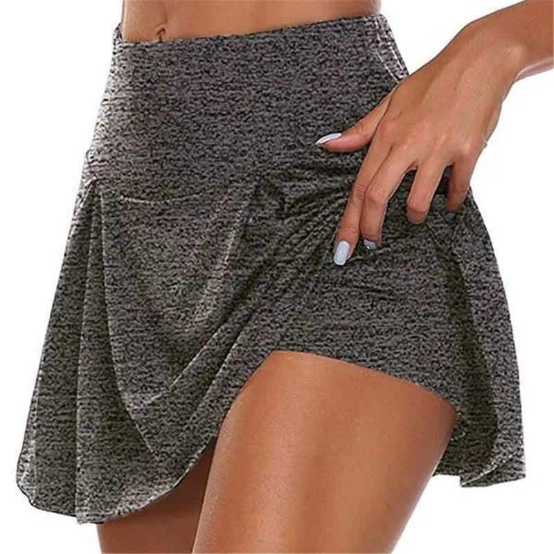 2023 Women's Athletic Skirts for Summer Fitness - Solid Color Running, Tennis & Yoga Skirts with Built-in Liner, Sizes S-5XL