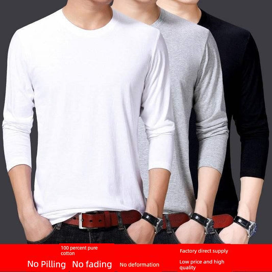 Men's Modal Ice Silk Long Sleeve T-Shirt - 2 Piece Set in Korean Style for Spring and Autumn