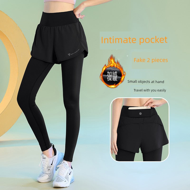 Fleece-Lined High Waist Yoga Leggings with Hip Lift Effect