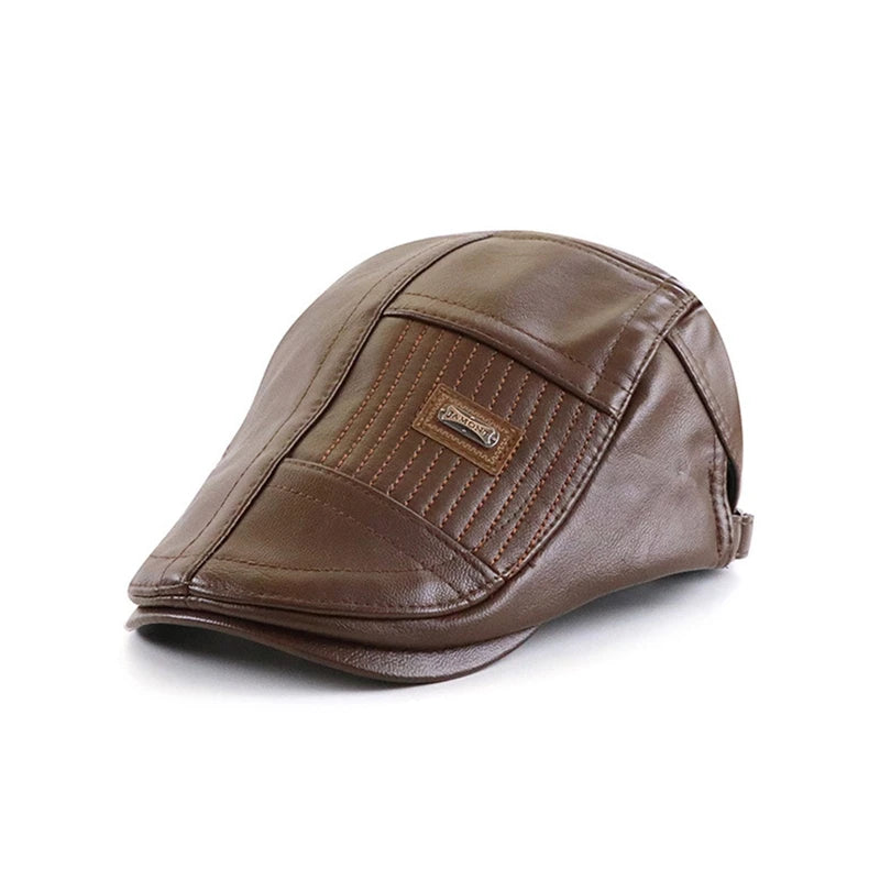 Elegant Leather Beret for Men - Vintage British Style Painter Cap for Autumn & Winter Fashion