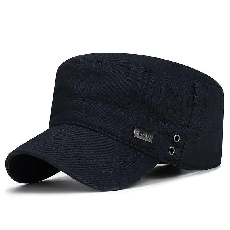 Unisex Vintage Cotton Snapback Cap - Adjustable Flat Top Hat for Outdoor Activities