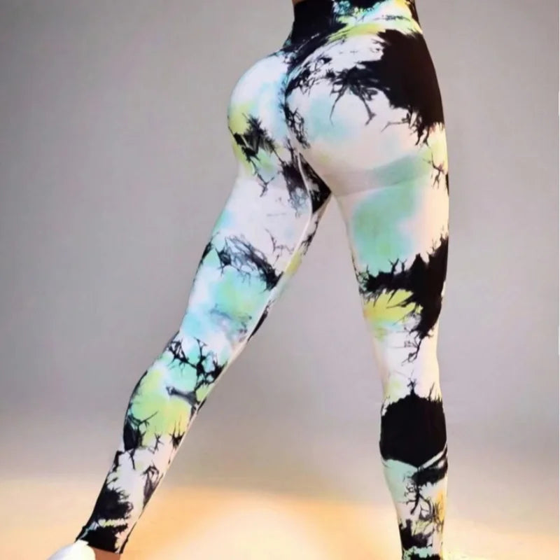 Women's High Waist 3D Printed Seamless Yoga Leggings - Push Up Booty Workout Pants for Fitness and Gym