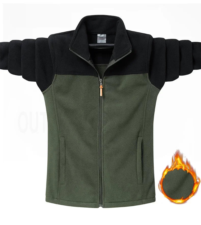 Oversized Men's Trendy Patchwork Fleece Jacket for Spring Sports and Casual Outings