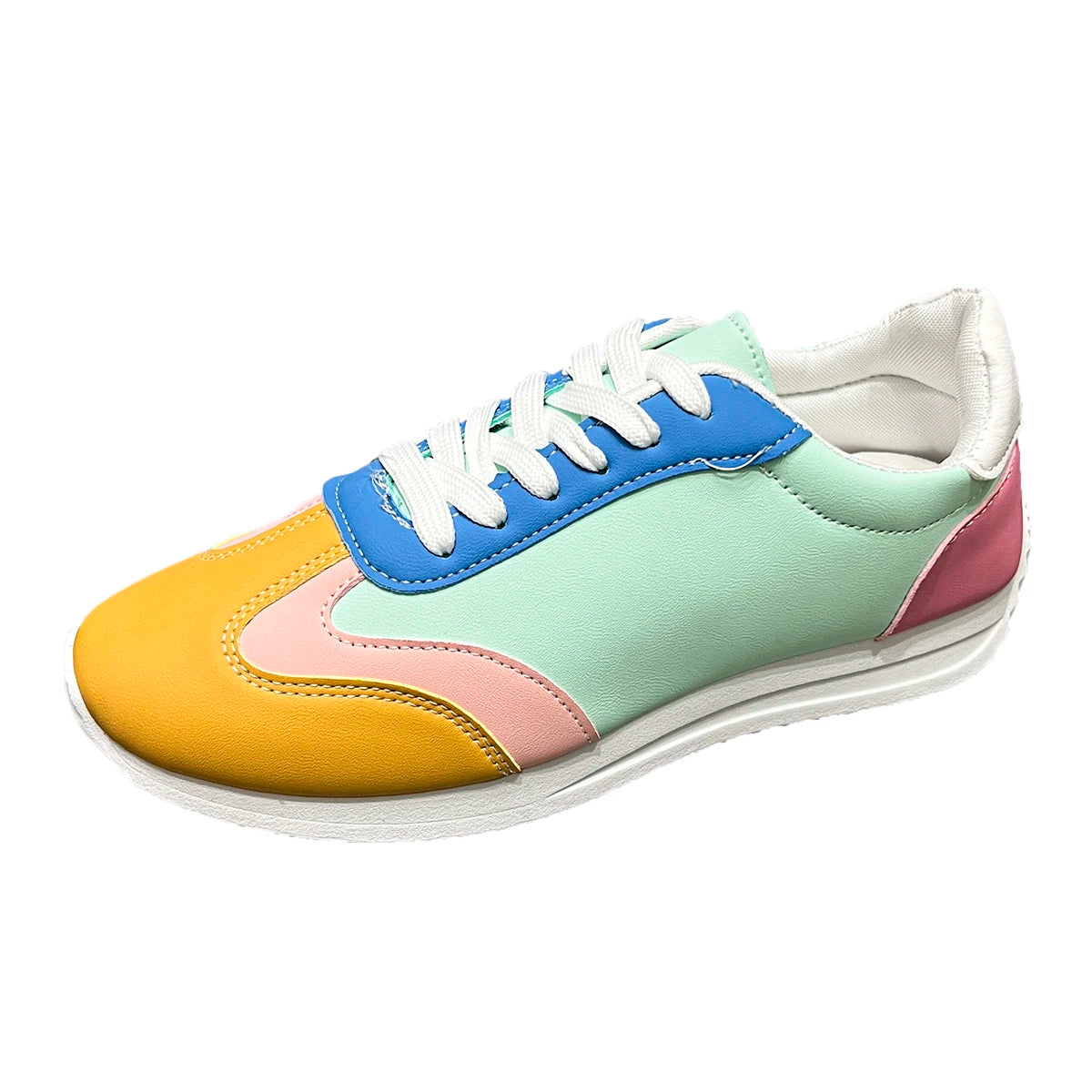 Chic Retro Yellow Lace-Up Sneakers for Women - Lightweight and Breathable Casual Flats