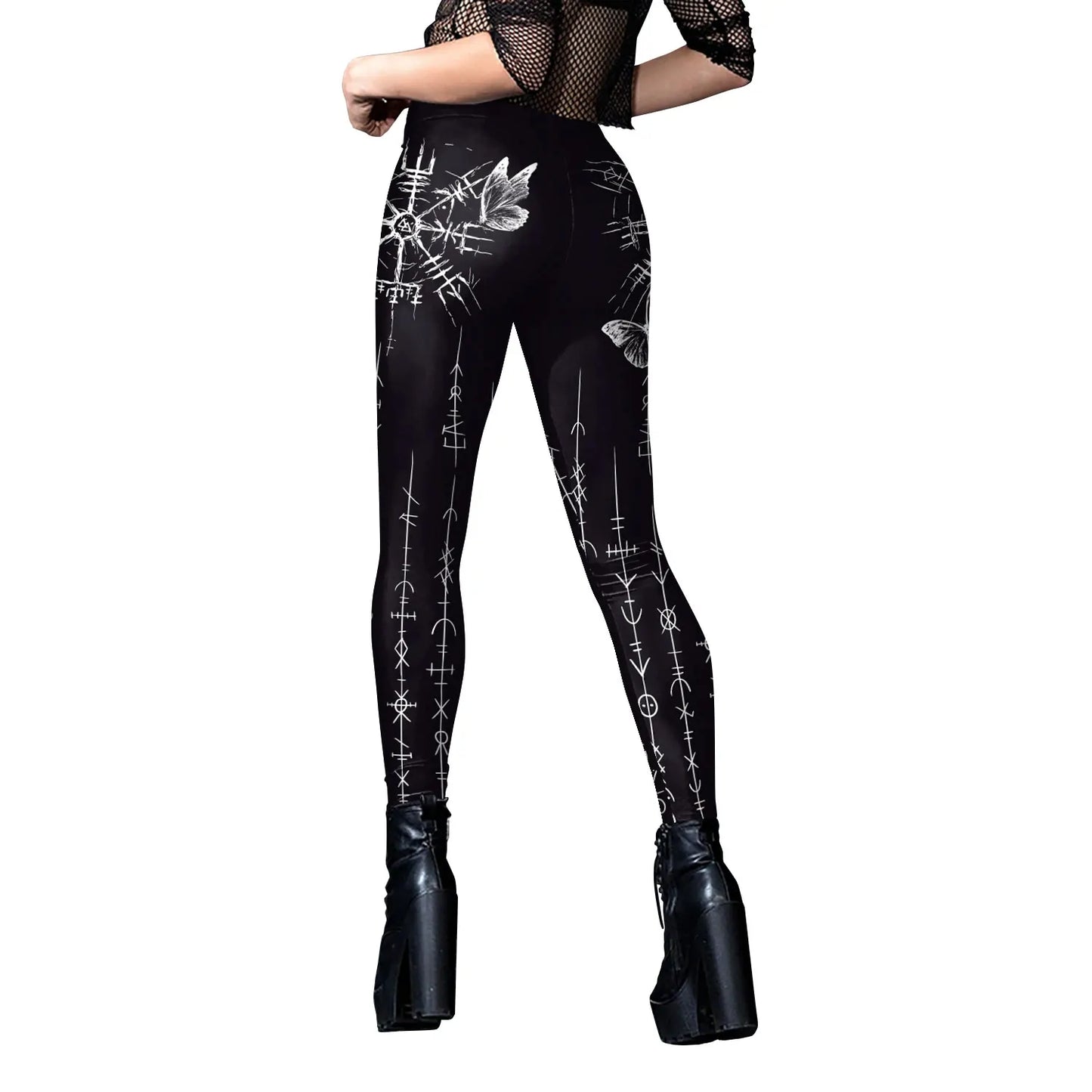 Gothic Enchantment 3D Scar Women’s High Waist Leggings with Divination Print - Sexy Stretch Ankle Pants for Yoga and Casual Wear