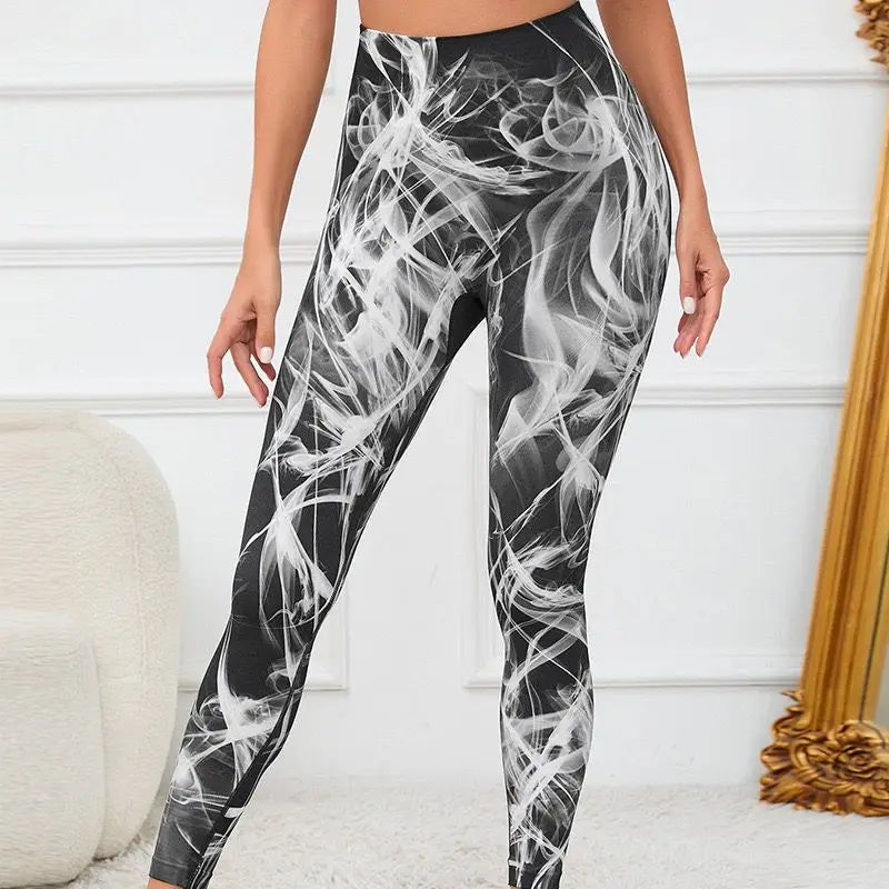 High Waist 3D Printed Tie Dye Leggings for Women - Seamless Elastic Fitness Tights for Yoga and Running