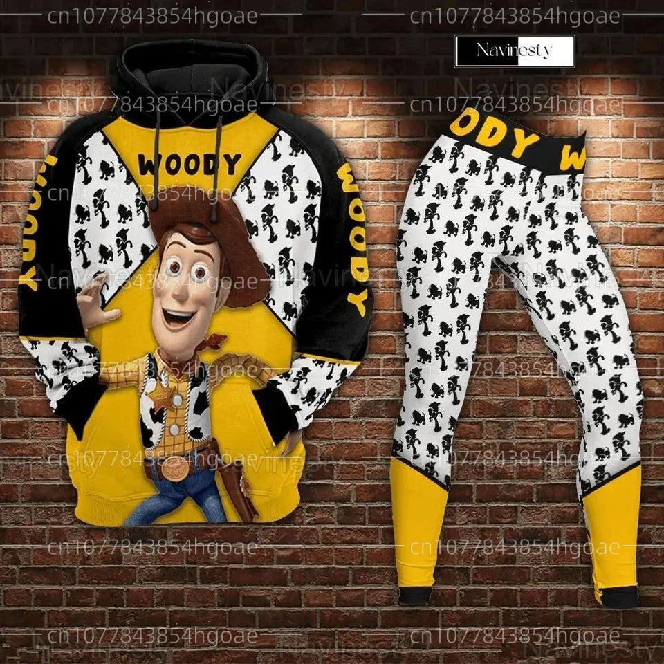 Customizable Disney-Inspired Women's Hoodie and Legging Set for Yoga and Sports Fashion 2024