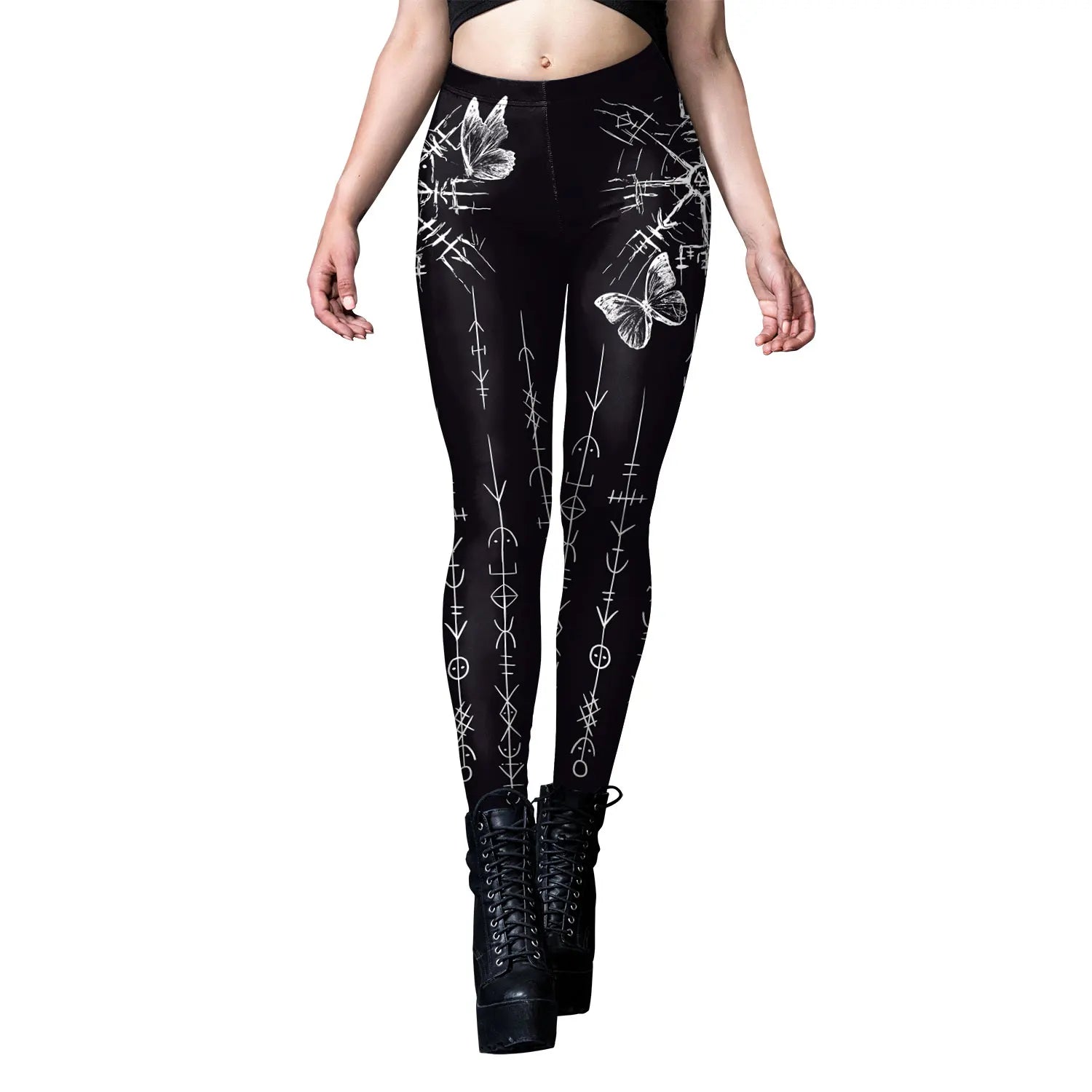 Gothic Enchantment 3D Scar Women’s High Waist Leggings with Divination Print - Sexy Stretch Ankle Pants for Yoga and Casual Wear