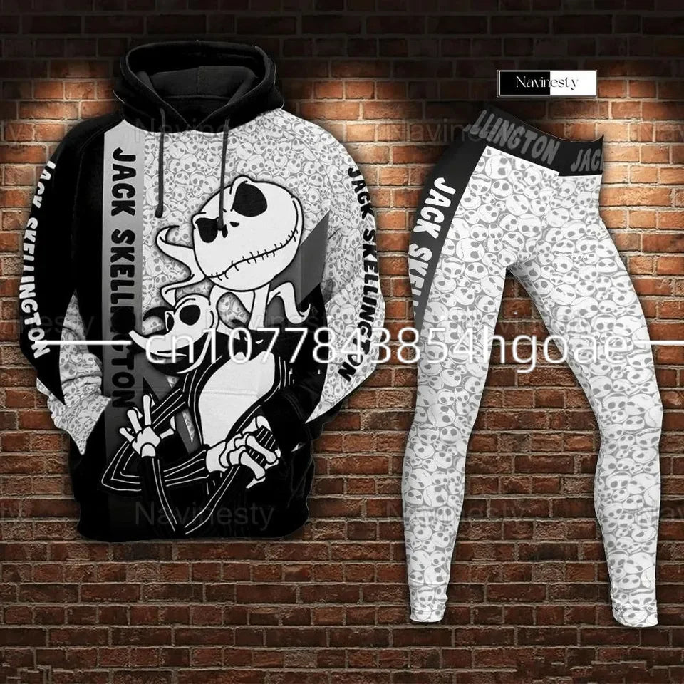 Customizable Disney-Inspired Women's Hoodie and Legging Set for Yoga and Sports Fashion 2024