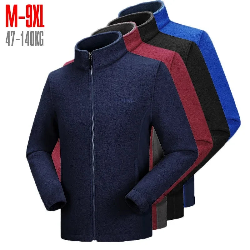 Plus Size Men's Fleece Jacket for Big and Tall - Sizes 6XL to 10XL, Cozy Autumn Spring Cardigan