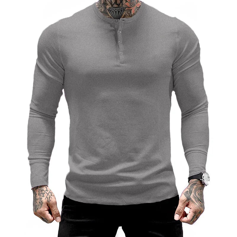 Stylish Slim Fit Long Sleeve Polo T-Shirt for Men - Premium Casual Top for Gym and Daily Activities