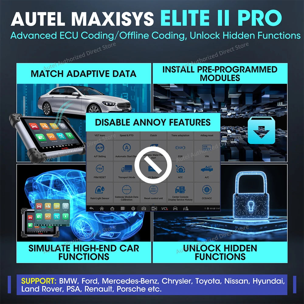 Autel MaxiSys Elite II PRO High-Performance Automotive Diagnostic & Programming Tool with 38+ Reset Functions, Bi-Directional Testing, and Multi-Language Accessibility