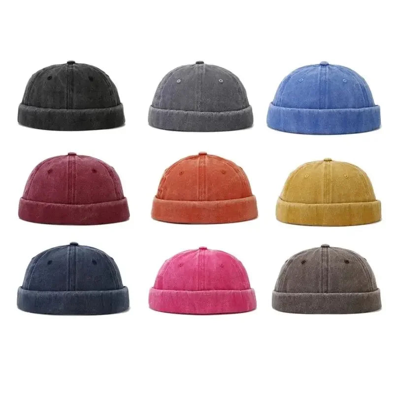 Unisex Four Seasons Cotton Docker Beanie Cap - Stylish Brimless Hat for Men and Women