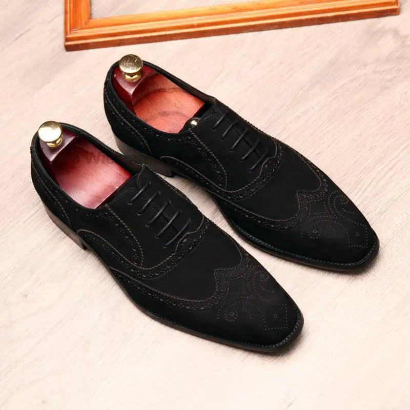 Stylish Handmade Genuine Leather Oxford Dress Shoes for Men in Black or Brown Suede - Perfect for Business, Parties, and Weddings