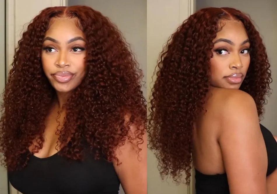 UNICE Reddish Brown Curly Human Hair Bundles - 3PCS 100% Remy Hair Extensions for Sew-Ins and Quick Weaves