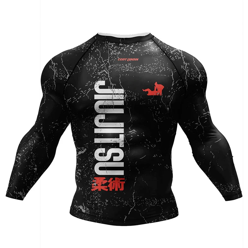 4-Piece Men's Jiu Jitsu Rashguard Set: MMA T-Shirt, Pants & Gym Shorts for Brazilian Grappling and Boxing