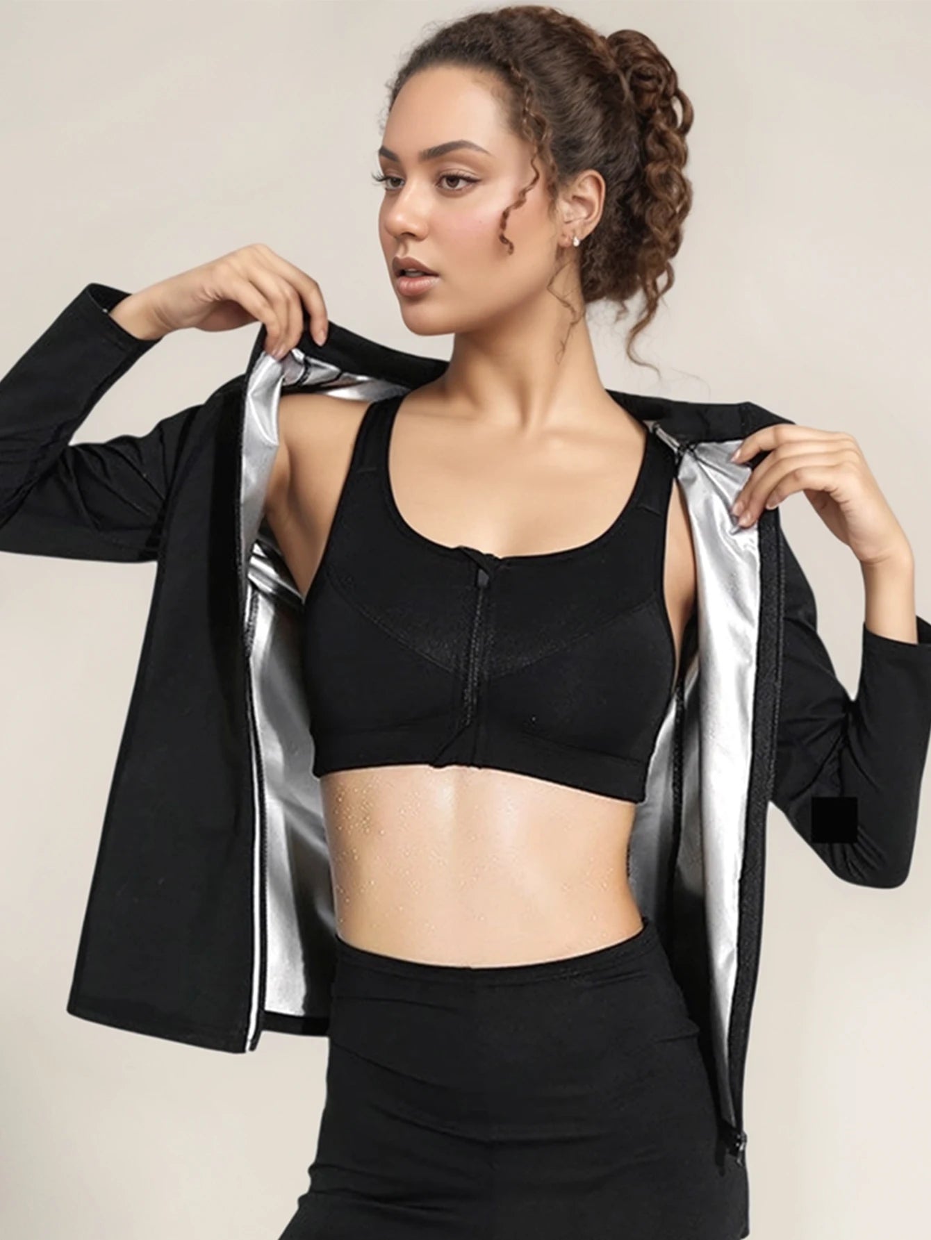 Women’s Performance Sauna Suit Set: Long Sleeve Top & Leggings for Enhanced Fitness and Comfort