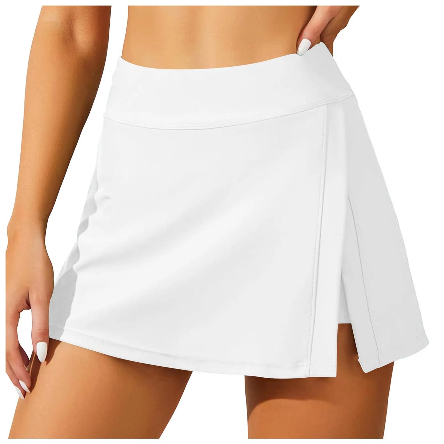 High-Waisted Women's Swim Skirt with Built-In Shorts - Stylish Split Bikini Bottoms for Summer Swimming