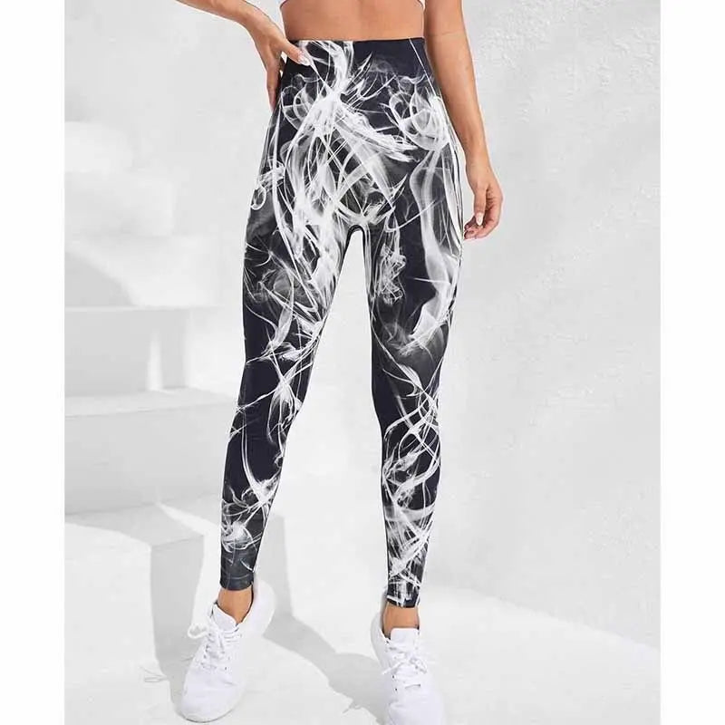 High Waist 3D Printed Tie Dye Leggings for Women - Seamless Elastic Fitness Tights for Yoga and Running