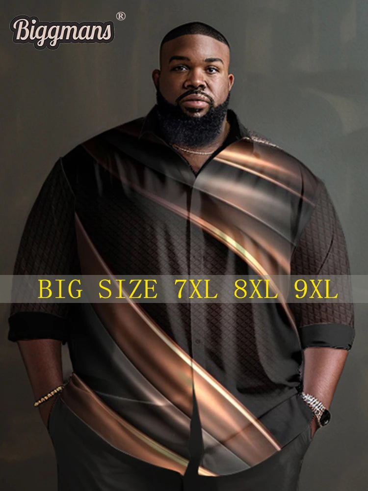 Biggmans Plus Size Business Casual Long Sleeve Suit Shirt for Summer - Big and Tall Men's Fashion 9XL