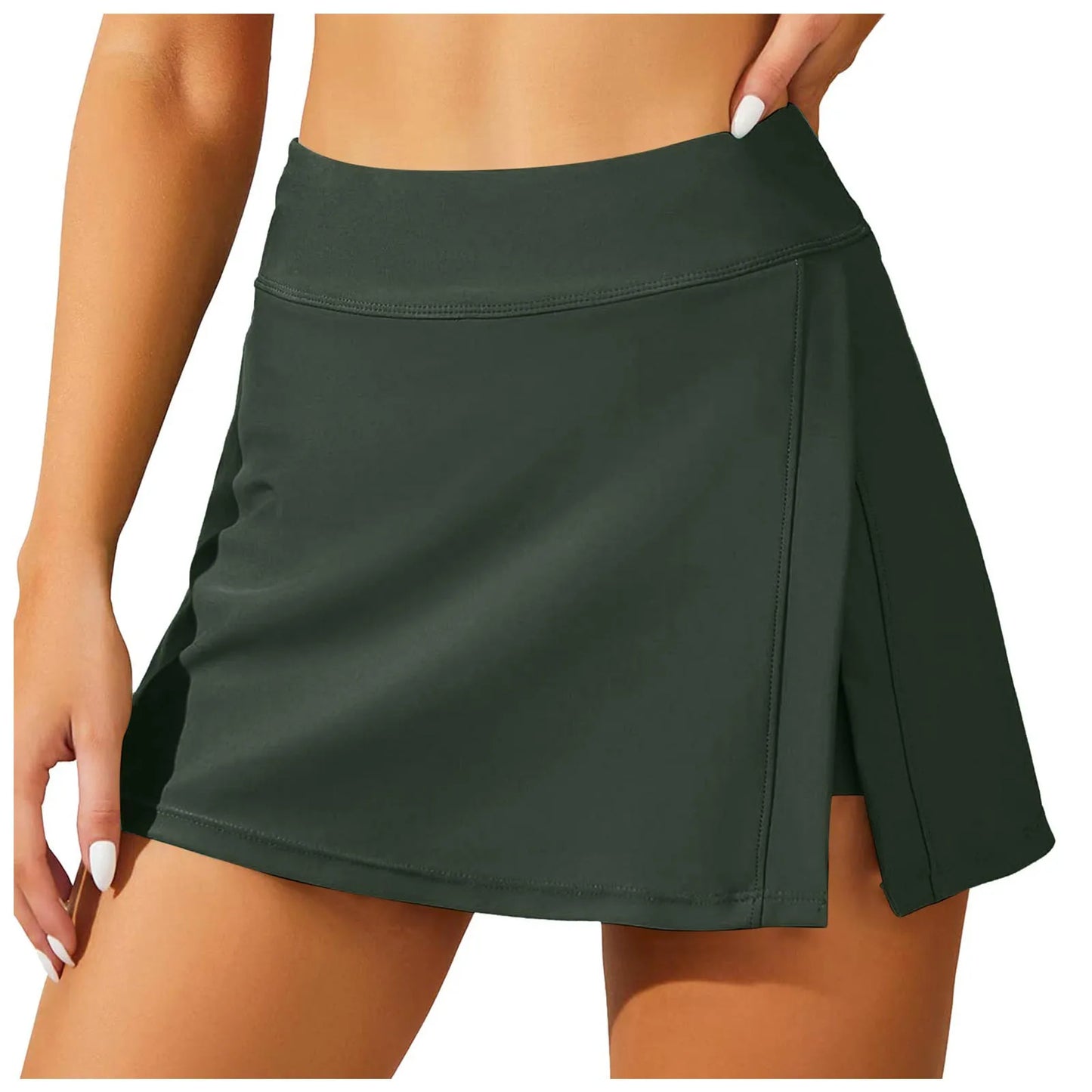 High-Waisted Women's Swim Skirt with Built-In Shorts - Stylish Split Bikini Bottoms for Summer Swimming