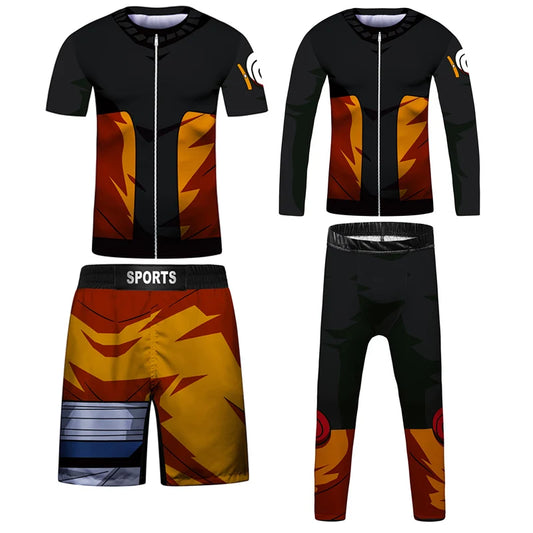 Youth Martial Arts Rashguard Set: Jiu Jitsu T-Shirt & Compression Pants for MMA, Kickboxing, and Muay Thai Training