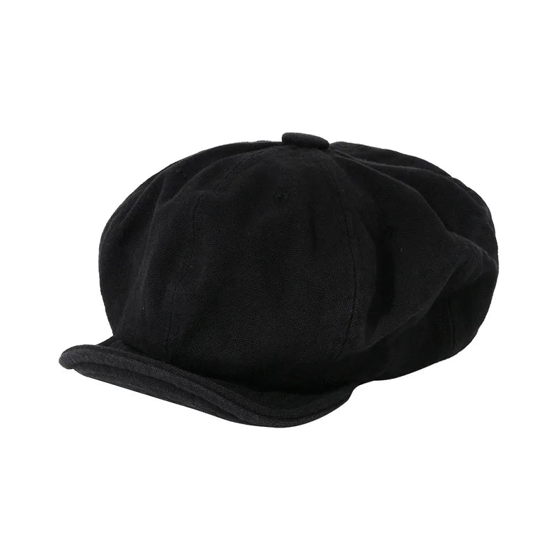 Unisex 8-Panel Cotton Newsboy Caps - Stylish Octagonal Beret Hats for Men and Women