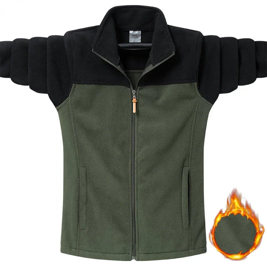 Oversized Men's Trendy Patchwork Fleece Jacket for Spring Sports and Casual Outings