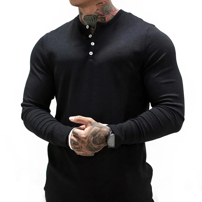 Stylish Slim Fit Long Sleeve Polo T-Shirt for Men - Premium Casual Top for Gym and Daily Activities