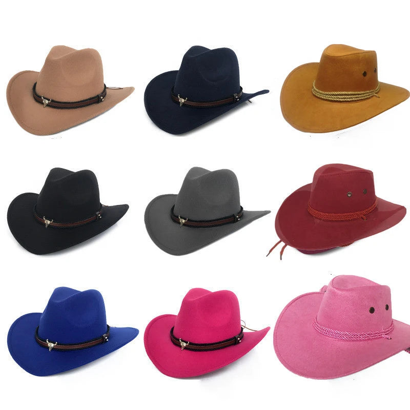 Versatile 17-Style Unisex Western Cowboy Hat for Men and Women - Perfect for Concerts and Outdoor Events