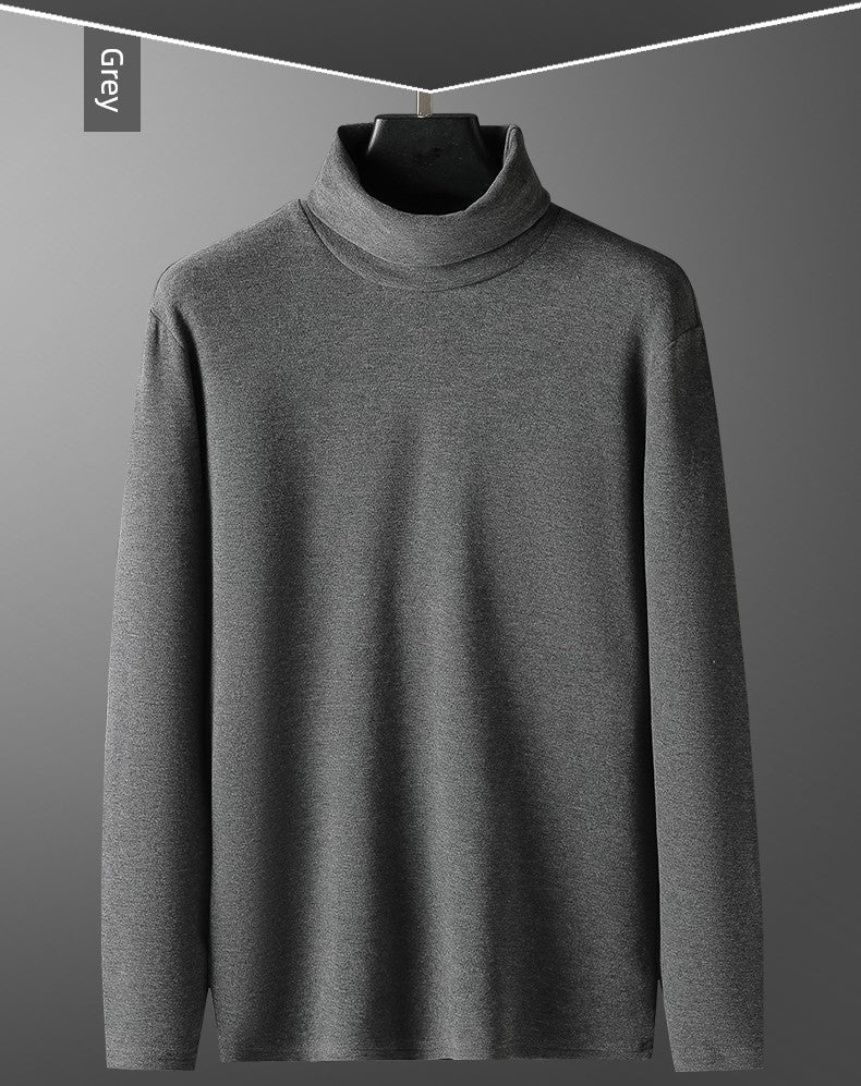 Luxurious Mulberry Silk Dralon Thermal Turtleneck Shirt for Men - Winter Long Sleeve Fleece Slim-Fit Top