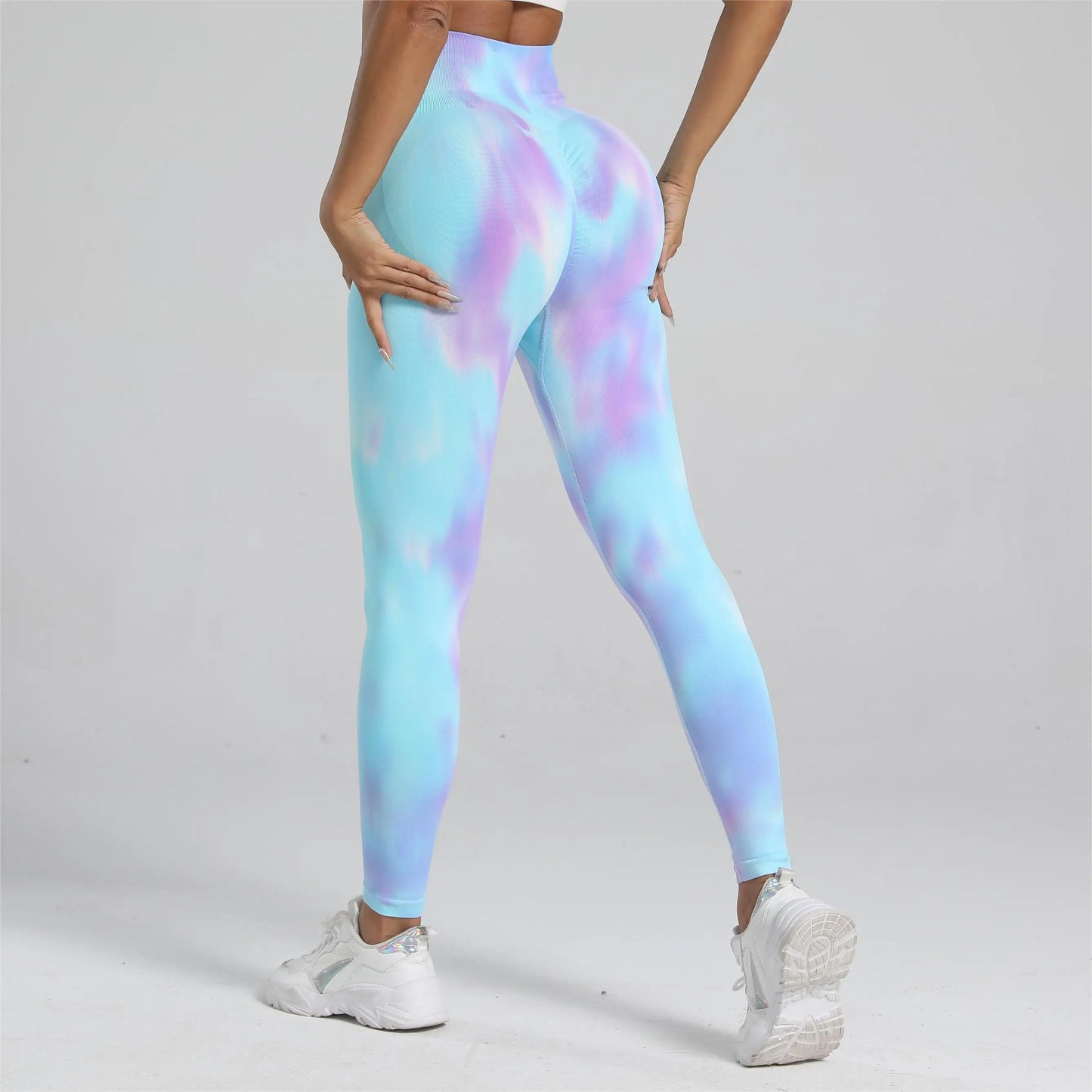 High Waist Tie Dye Scrunch Leggings for Women - Seamless Push Up Yoga & Fitness Pants