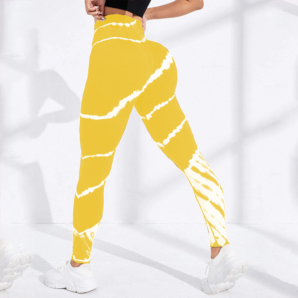 High-Waisted Striped Tie Dye Fitness Leggings with Seamless Butt Lift Design for Ultimate Comfort and Performance