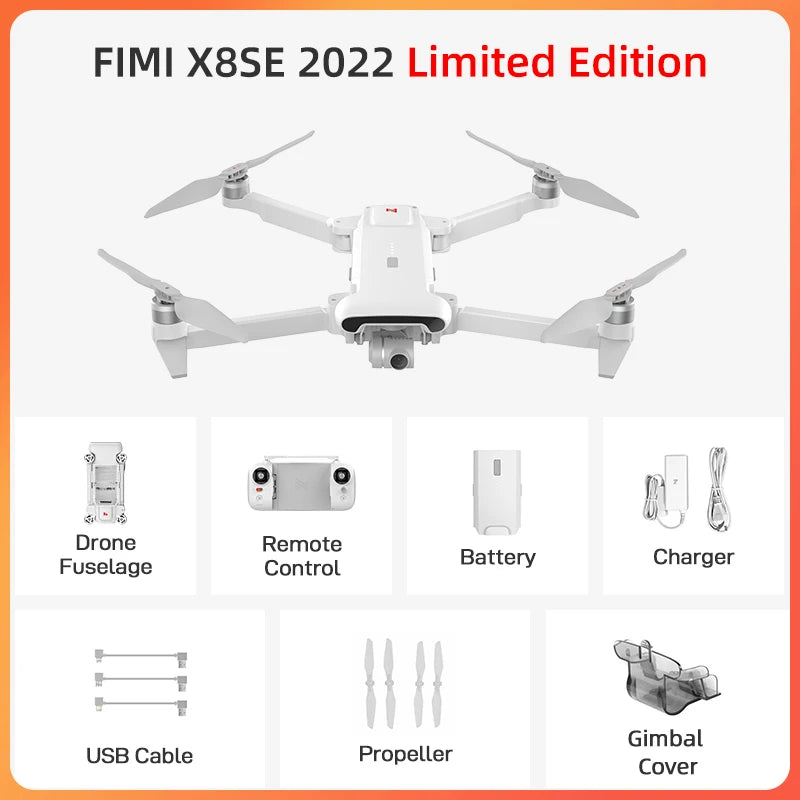 FIMI X8 Pro Drone with 1/1.3"CMOS Sensor 4K professional 3-axis Gimbal camera Obstacle Sensing 15KM transmission range GPS