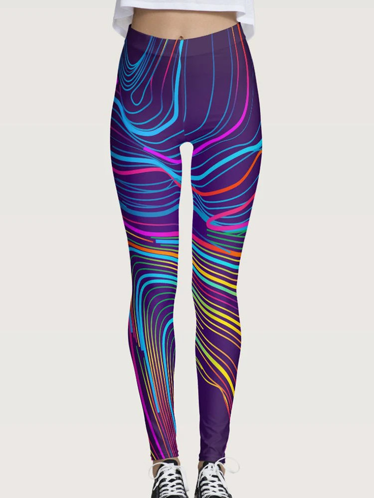 Women's High-Waisted Digital Print Fitness Leggings for Active Lifestyle