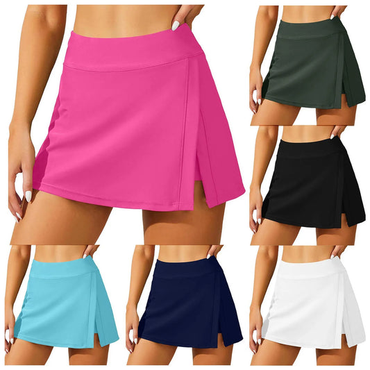 High-Waisted Women's Swim Skirt with Built-In Shorts - Stylish Split Bikini Bottoms for Summer Swimming