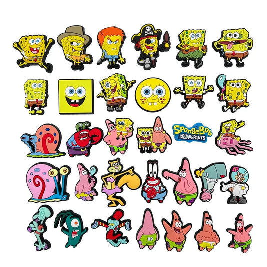 Adorable SpongeBob Character Shoe Charms for Clogs and Sandals - Fun DIY Shoe Accessories for Kids