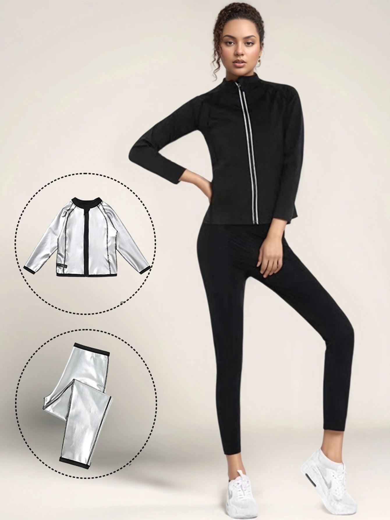 Women’s Performance Sauna Suit Set: Long Sleeve Top & Leggings for Enhanced Fitness and Comfort