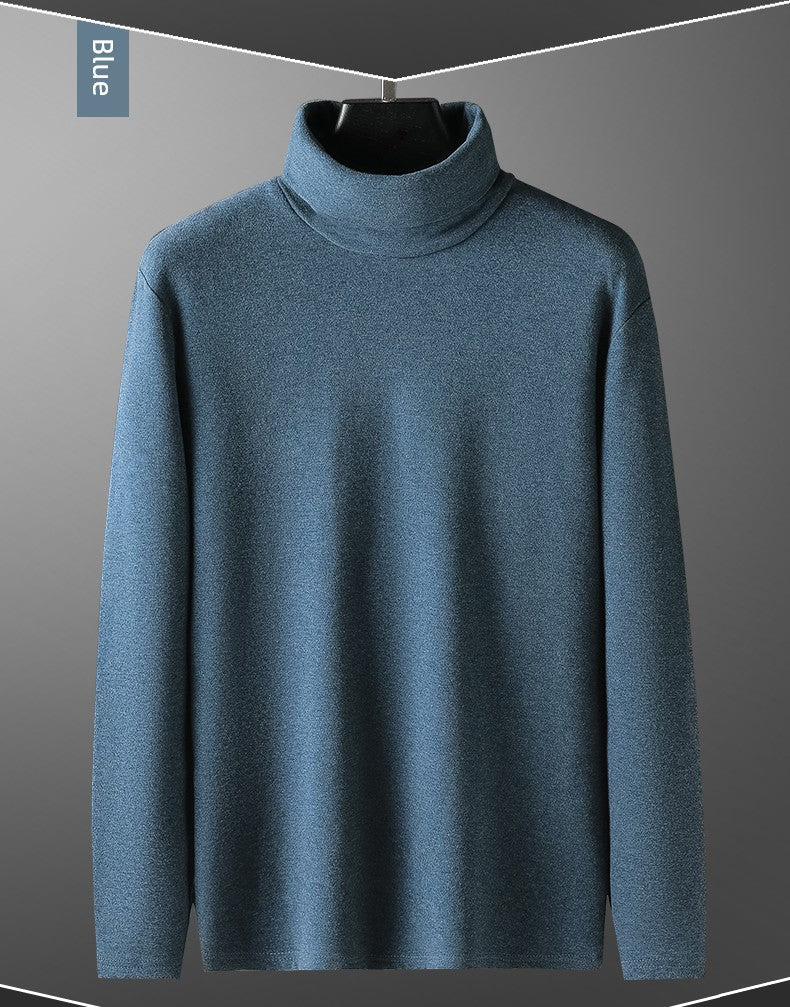 Luxurious Mulberry Silk Dralon Thermal Turtleneck Shirt for Men - Winter Long Sleeve Fleece Slim-Fit Top