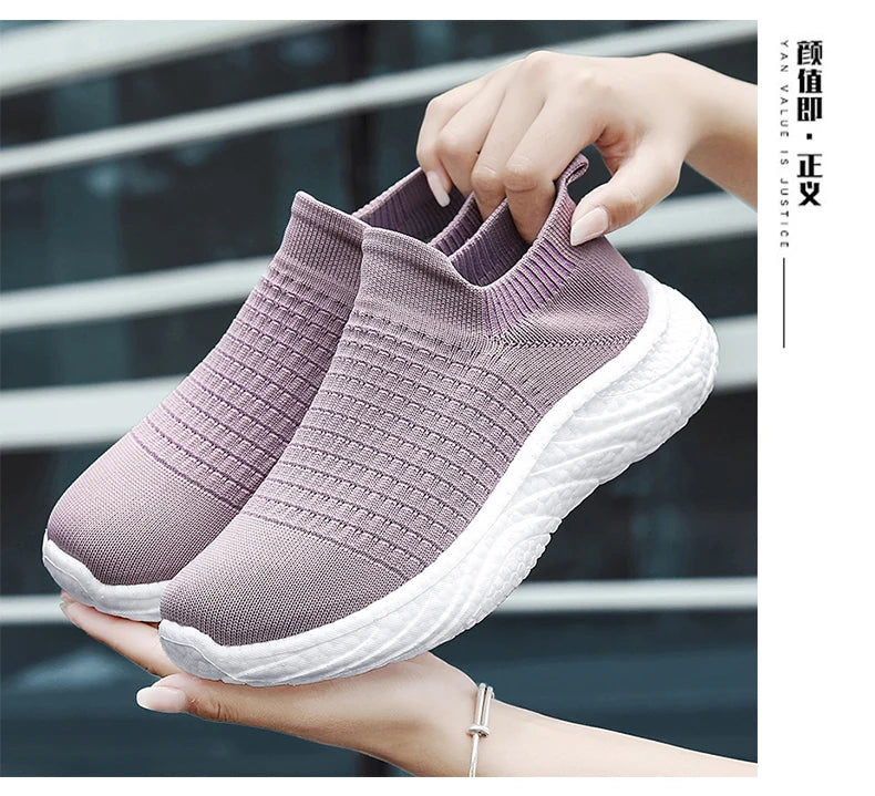 Elegant Women's Lightweight Slip-On Sneakers for Walking and Running