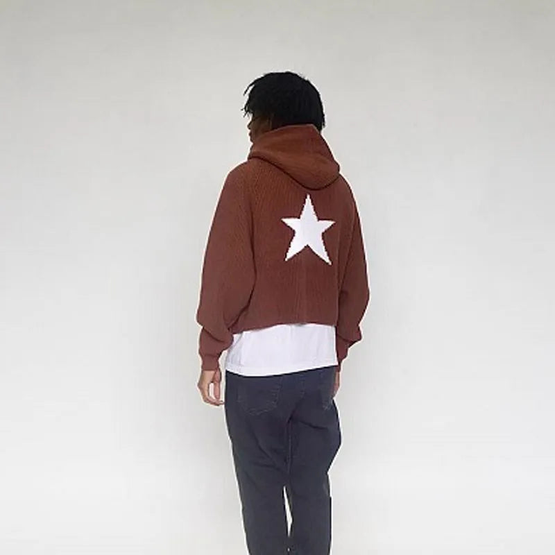 Trendy Star Print Hip Hop Sweater for Couples - Loose Fit Harajuku Style Casual Pullover