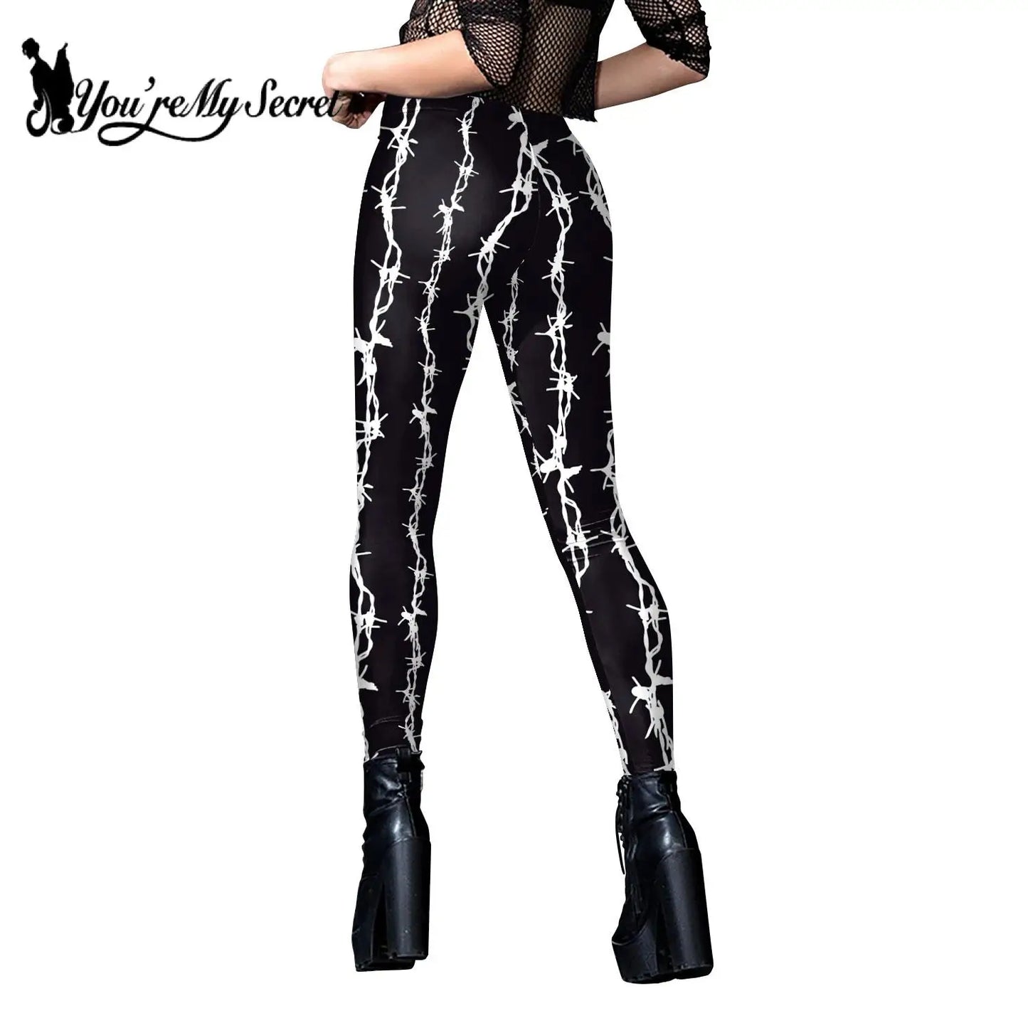 Gothic Enchantment 3D Scar Women’s High Waist Leggings with Divination Print - Sexy Stretch Ankle Pants for Yoga and Casual Wear