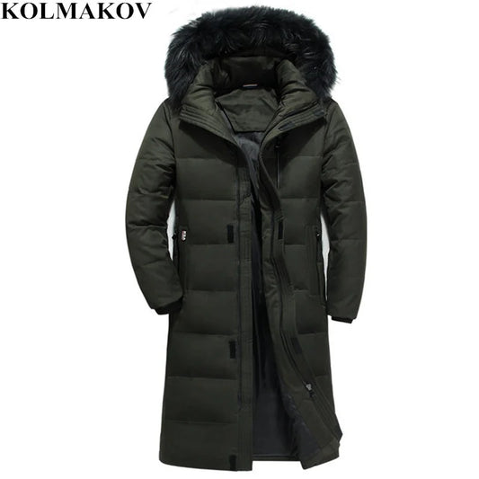 KOLMAKOV Men's Extended Length Down Parka with Removable Hood for Big and Tall Sizes S-6XL