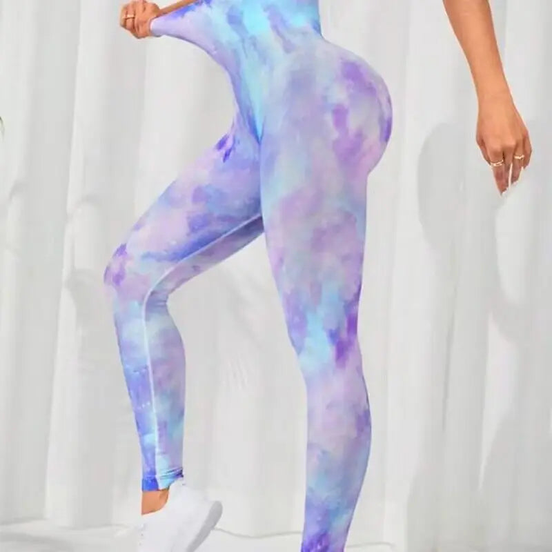 Gradient Tie-Dye Seamless High-Waist Leggings for Women - Butt Lift Yoga & Gym Tights